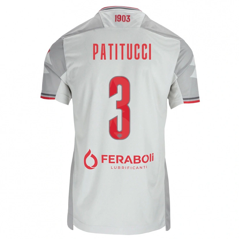 Danxen Bambino Maglia Christian Patitucci #3 Grigio Bianco Rosso Kit Gara Away 2026/27 Maglietta
