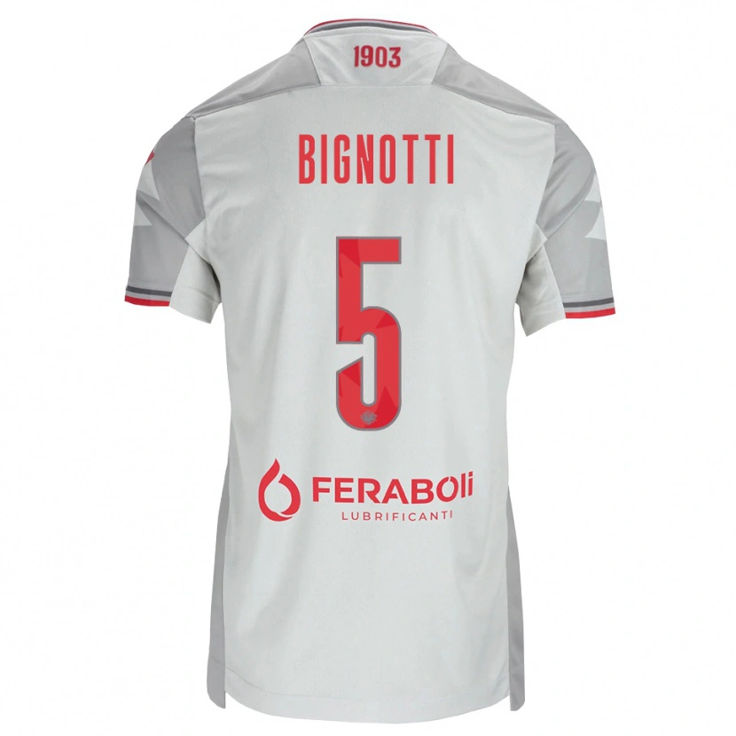 Danxen Bambino Maglia Francesco Bignotti #5 Grigio Bianco Rosso Kit Gara Away 2026/27 Maglietta