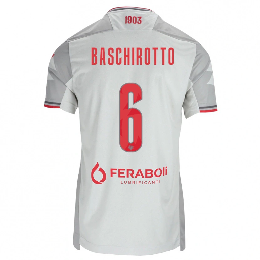 Danxen Bambino Maglia Federico Baschirotto #6 Grigio Bianco Rosso Kit Gara Away 2026/27 Maglietta