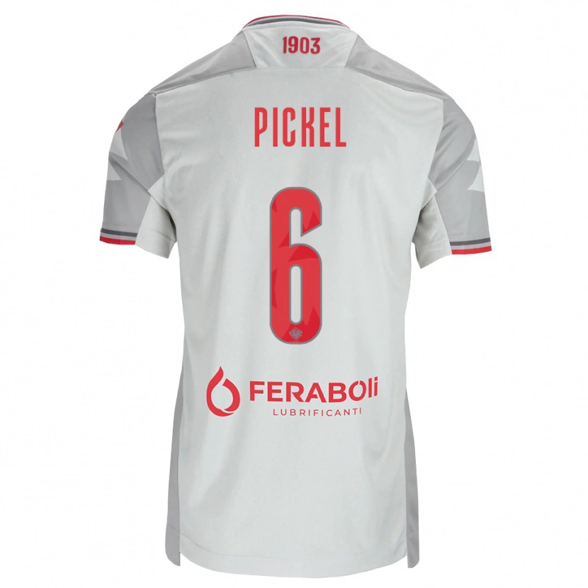Danxen Bambino Maglia Charles Pickel #6 Grigio Bianco Rosso Kit Gara Away 2026/27 Maglietta