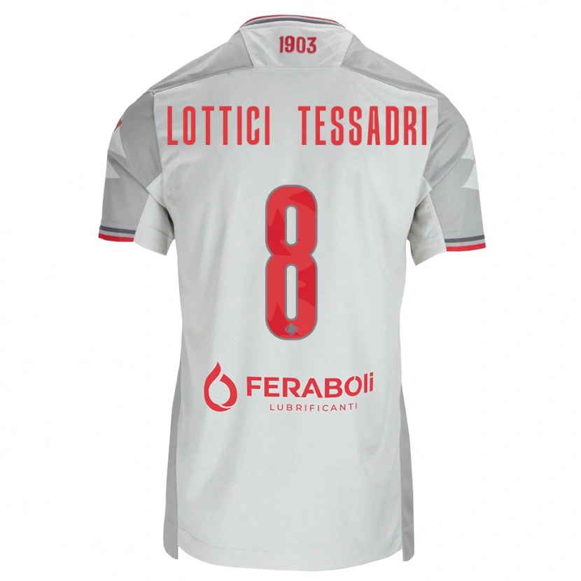 Danxen Bambino Maglia Simone Lottici Tessadri #8 Grigio Bianco Rosso Kit Gara Away 2026/27 Maglietta