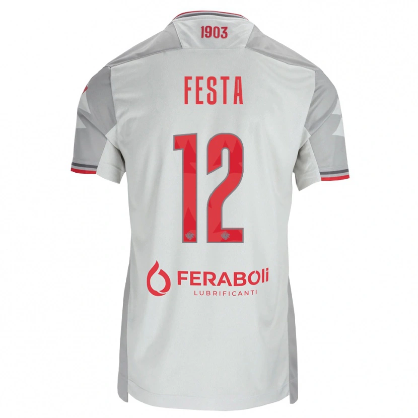 Danxen Bambino Maglia Marco Festa #12 Grigio Bianco Rosso Kit Gara Away 2026/27 Maglietta