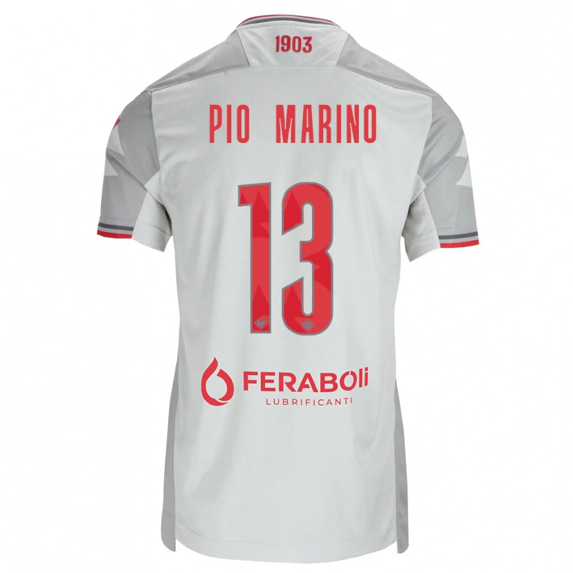 Danxen Bambino Maglia Lorenzo Pio Marino #13 Grigio Bianco Rosso Kit Gara Away 2026/27 Maglietta