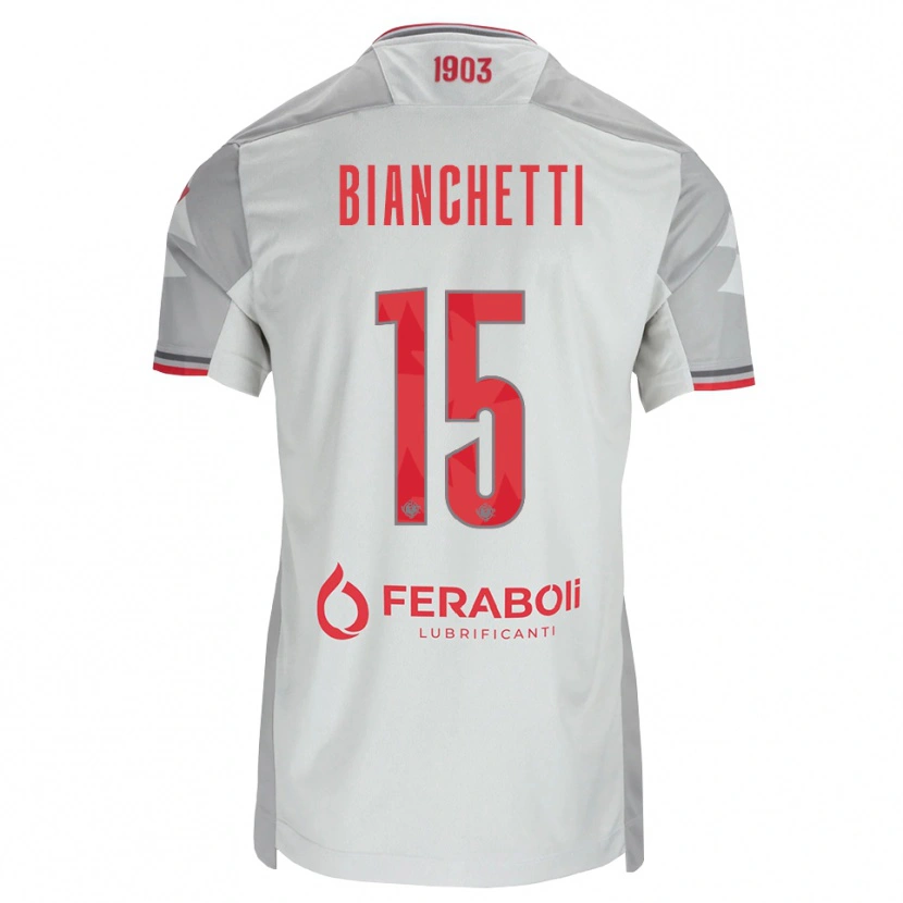 Danxen Bambino Maglia Matteo Bianchetti #15 Grigio Bianco Rosso Kit Gara Away 2026/27 Maglietta