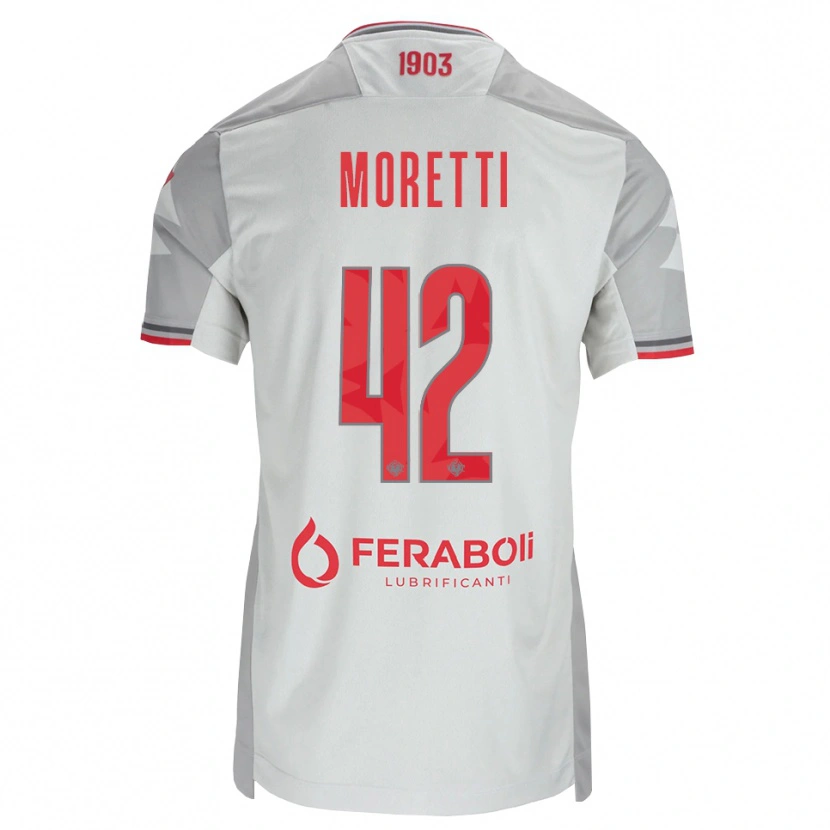 Danxen Bambino Maglia Lorenzo Moretti #42 Grigio Bianco Rosso Kit Gara Away 2026/27 Maglietta