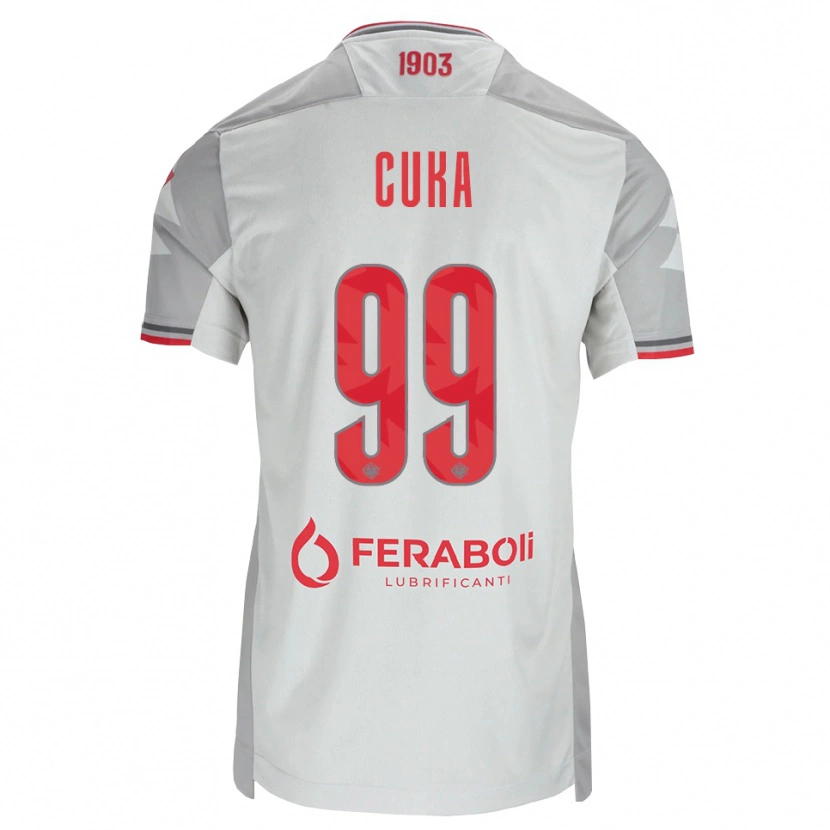 Danxen Bambino Maglia Samuel Cuka #99 Grigio Bianco Rosso Kit Gara Away 2026/27 Maglietta