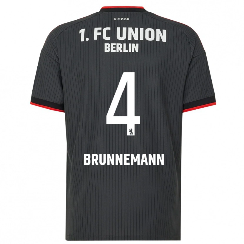 Danxen Bambino Maglia Laurenz Brunnemann #4 Nero Bianco Rosso Kit Gara Away 2026/27 Maglietta