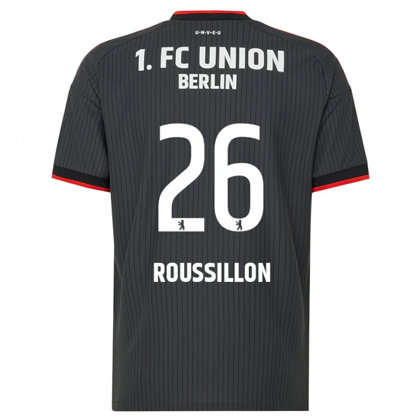 Danxen Bambino Maglia Jérôme Roussillon #26 Nero Bianco Rosso Kit Gara Away 2026/27 Maglietta