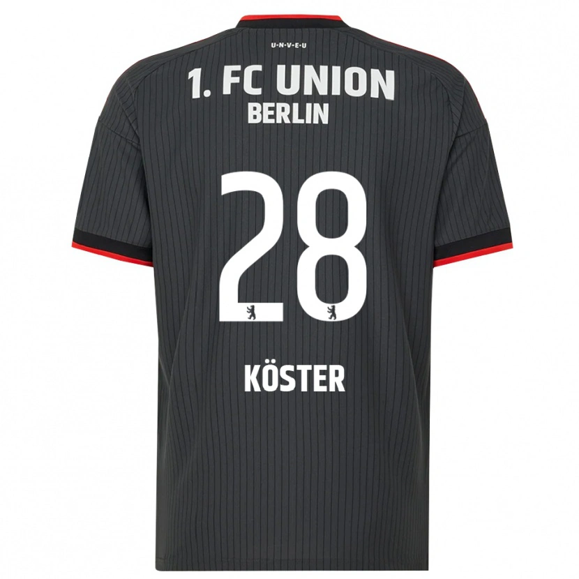 Danxen Bambino Maglia Leonie Köster #28 Nero Bianco Rosso Kit Gara Away 2026/27 Maglietta