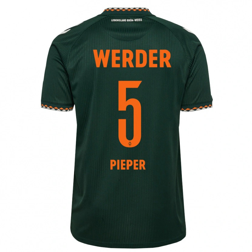 Danxen Bambino Maglia Amos Pieper #5 Verde Scuro Arancione Bianco Kit Gara Away 2026/27 Maglietta