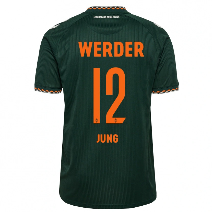 Danxen Bambino Maglia Hugo Jung #12 Verde Scuro Arancione Bianco Kit Gara Away 2026/27 Maglietta