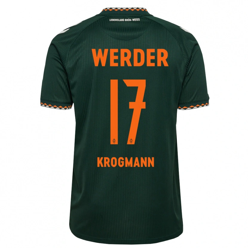 Danxen Bambino Maglia Avid Krogmann #17 Verde Scuro Arancione Bianco Kit Gara Away 2026/27 Maglietta