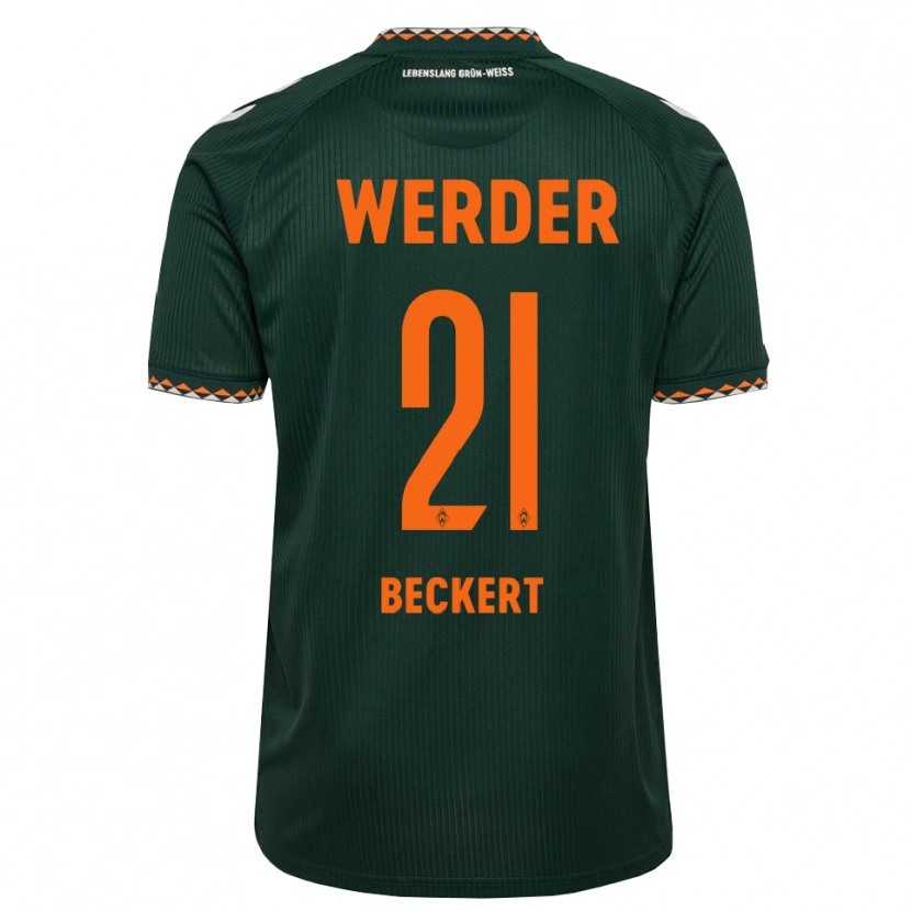 Danxen Bambino Maglia Jonathan Beckert #21 Verde Scuro Arancione Bianco Kit Gara Away 2026/27 Maglietta