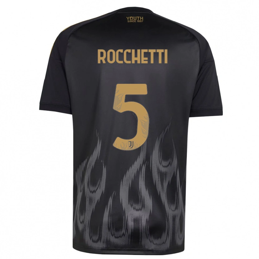 Danxen Bambino Maglia Edoardo Rocchetti #5 Nero Marrone Kit Gara Third 2026/27 Maglietta
