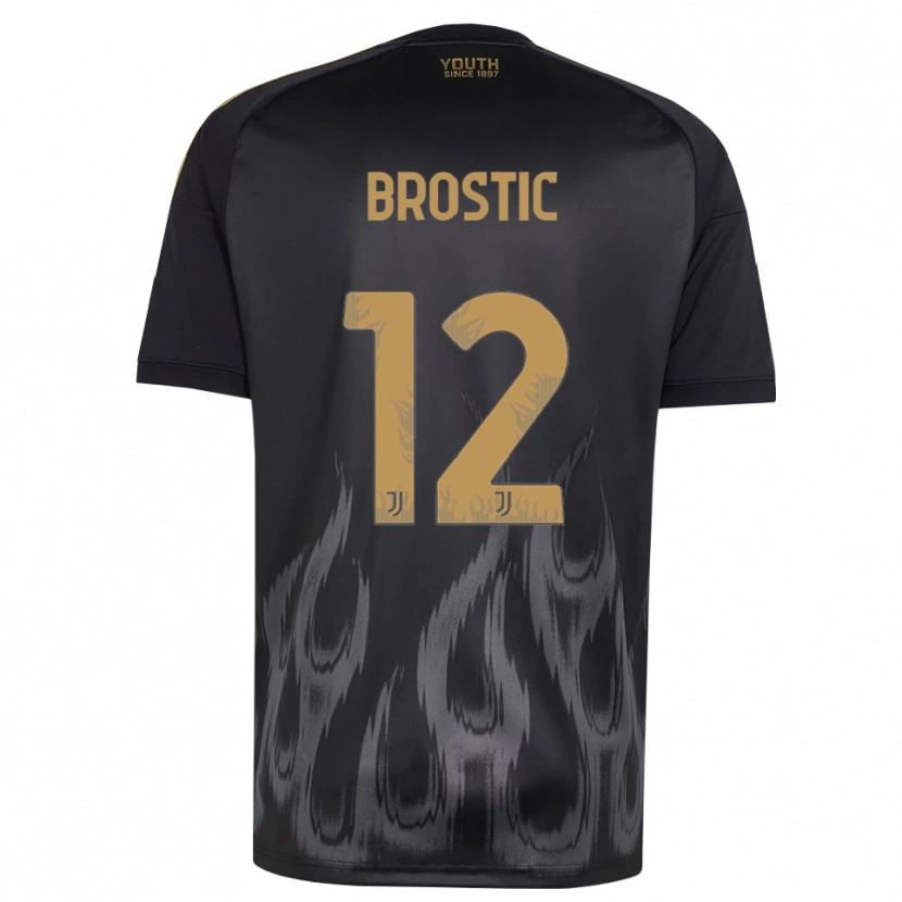 Danxen Bambino Maglia Gabriel Broștic #12 Nero Marrone Kit Gara Third 2026/27 Maglietta