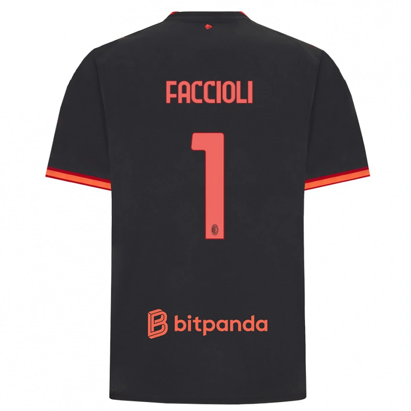 Danxen Bambino Maglia Pietro Faccioli #1 Rosso Nero Kit Gara Third 2026/27 Maglietta