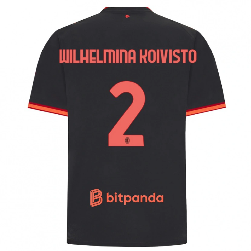 Danxen Bambino Maglia Emma Wilhelmina Koivisto #2 Rosso Nero Kit Gara Third 2026/27 Maglietta