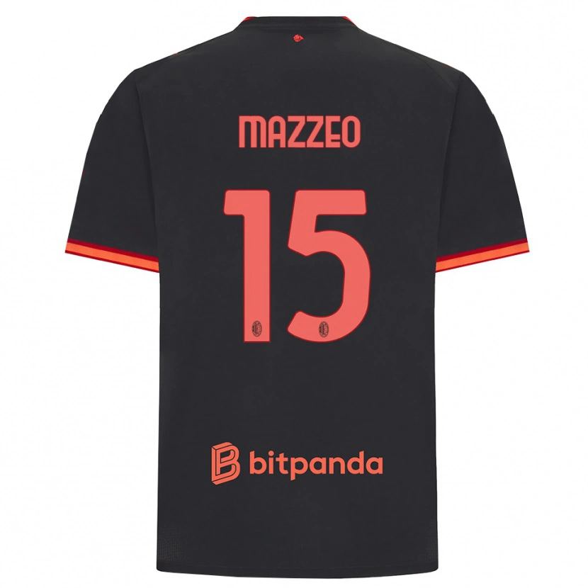 Danxen Bambino Maglia Kevin Mazzeo #15 Rosso Nero Kit Gara Third 2026/27 Maglietta