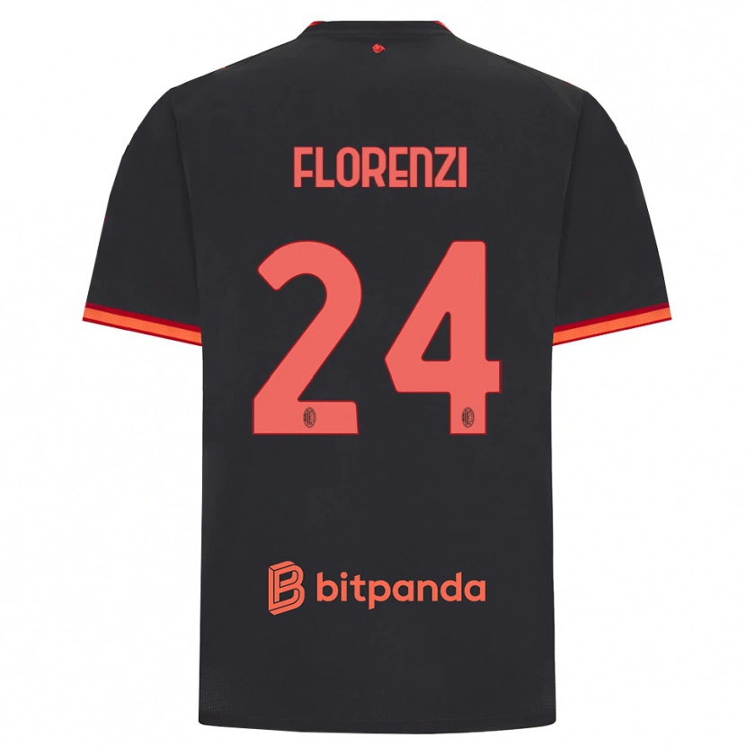 Danxen Bambino Maglia Alessandro Florenzi #24 Rosso Nero Kit Gara Third 2026/27 Maglietta