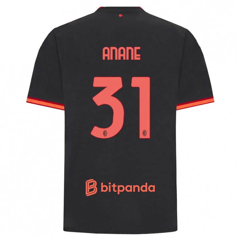 Danxen Bambino Maglia Emmanuel Anane #31 Rosso Nero Kit Gara Third 2026/27 Maglietta