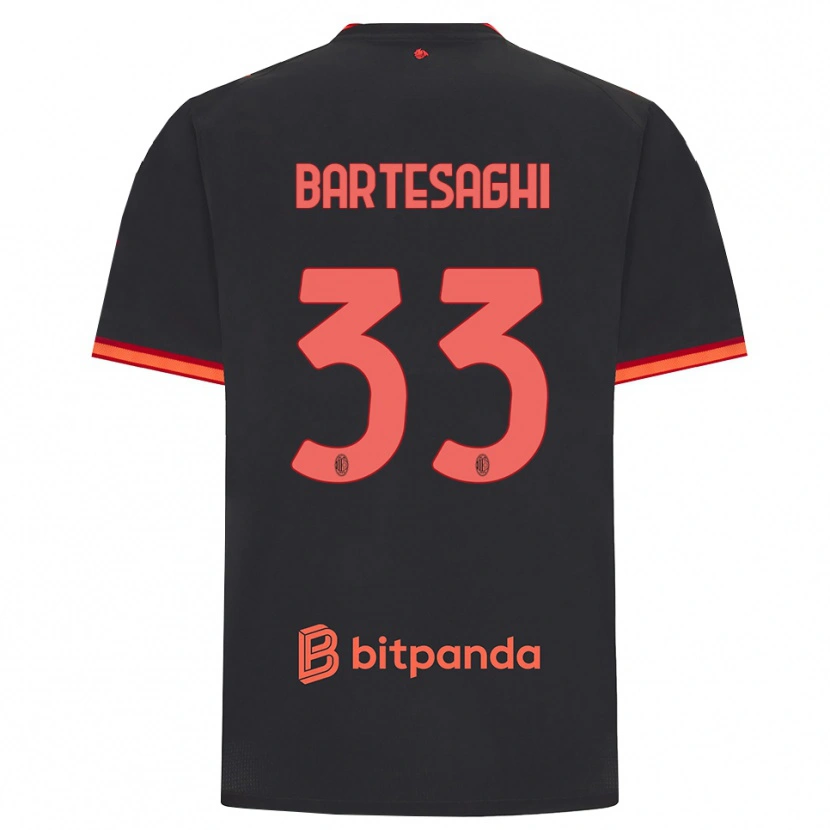 Danxen Bambino Maglia Davide Bartesaghi #33 Rosso Nero Kit Gara Third 2026/27 Maglietta