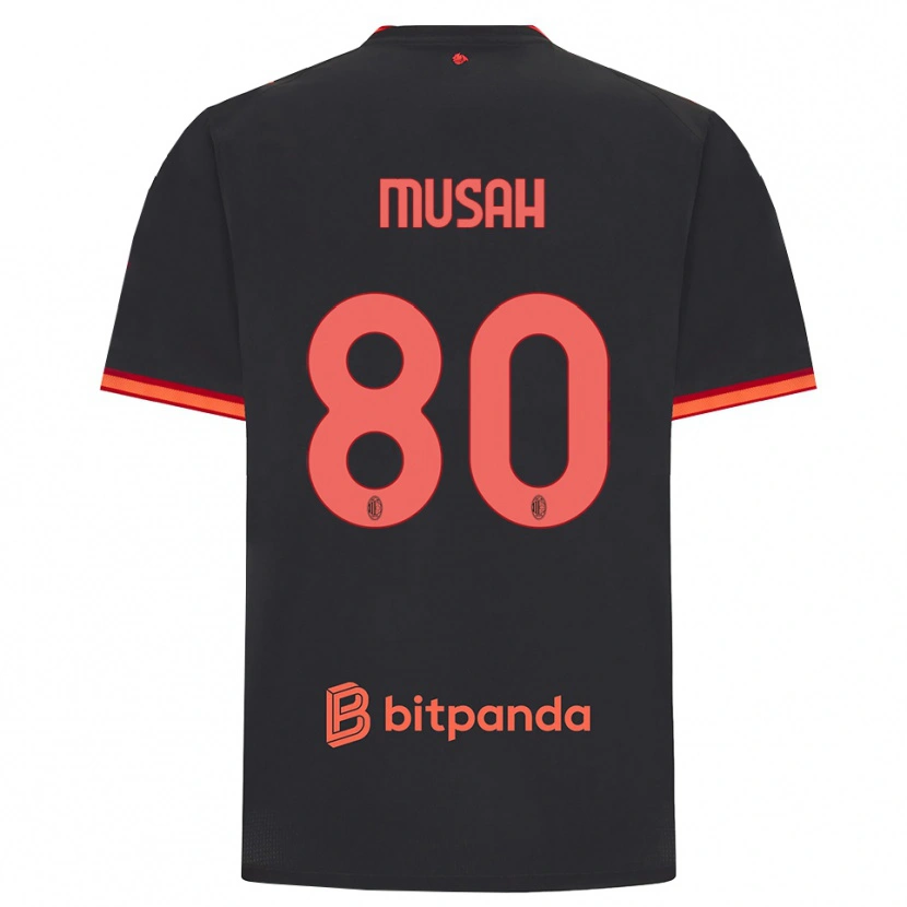 Danxen Bambino Maglia Yunus Musah #80 Rosso Nero Kit Gara Third 2026/27 Maglietta