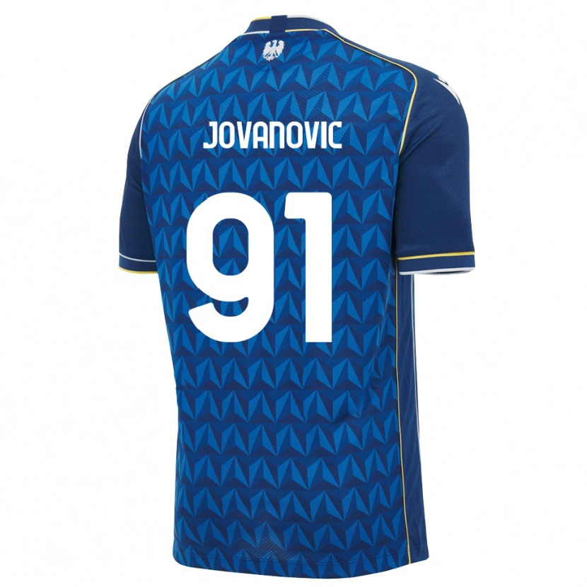 Danxen Bambino Maglia Lazar Jovanovic #91 Blu Reale Blu Bianco Kit Gara Away 2026/27 Maglietta