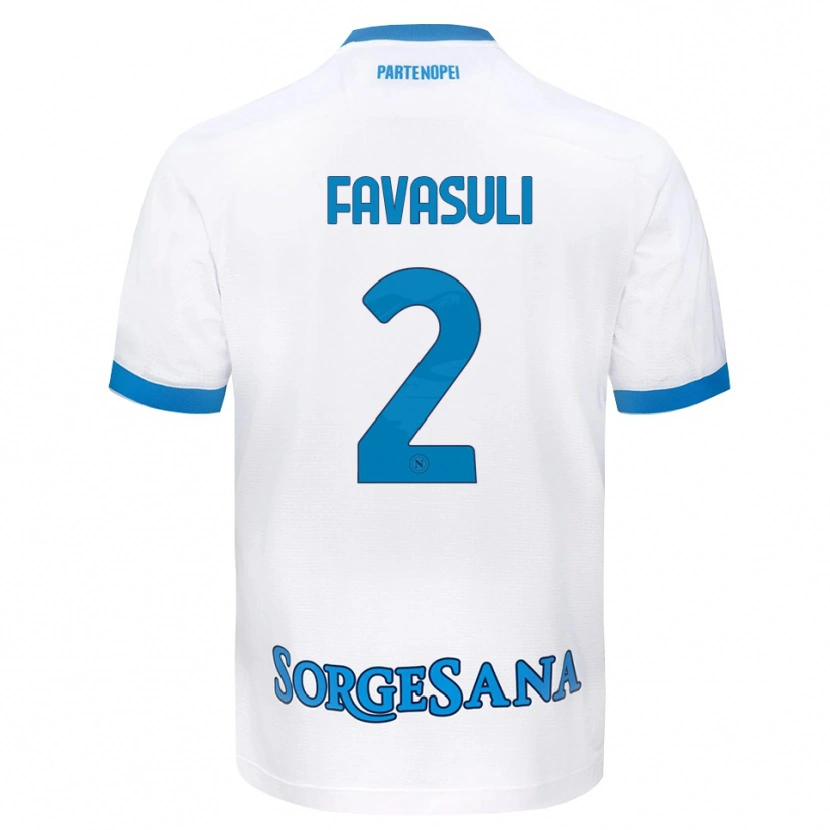 Danxen Bambino Maglia Costantino Favasuli #2 Bianco Azzurro Kit Gara Away 2026/27 Maglietta