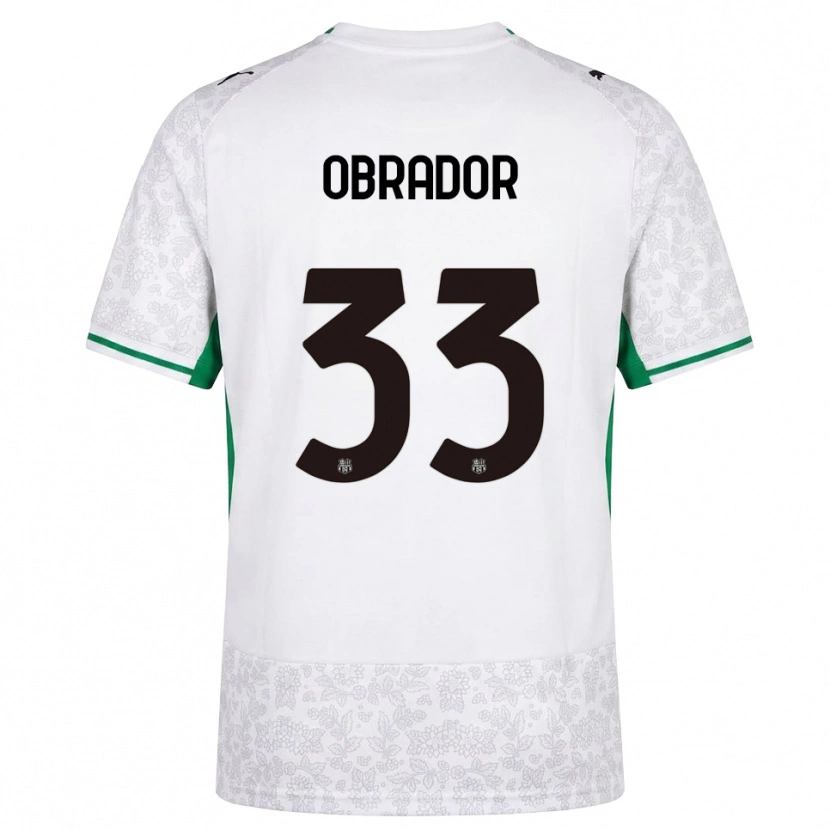 Danxen Uomo Maglia Rafa Obrador #33 Bianco Nero Verde Kit Gara Away 2026/27 Maglietta