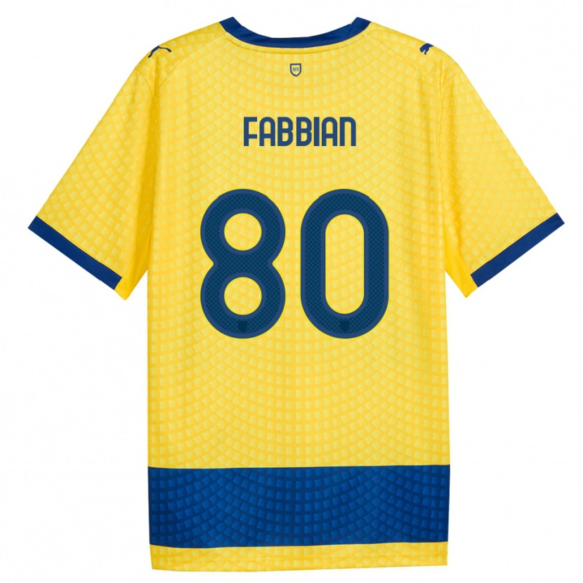 Danxen Uomo Maglia Giovanni Fabbian #80 Giallo Blu Nero Kit Gara Away 2026/27 Maglietta