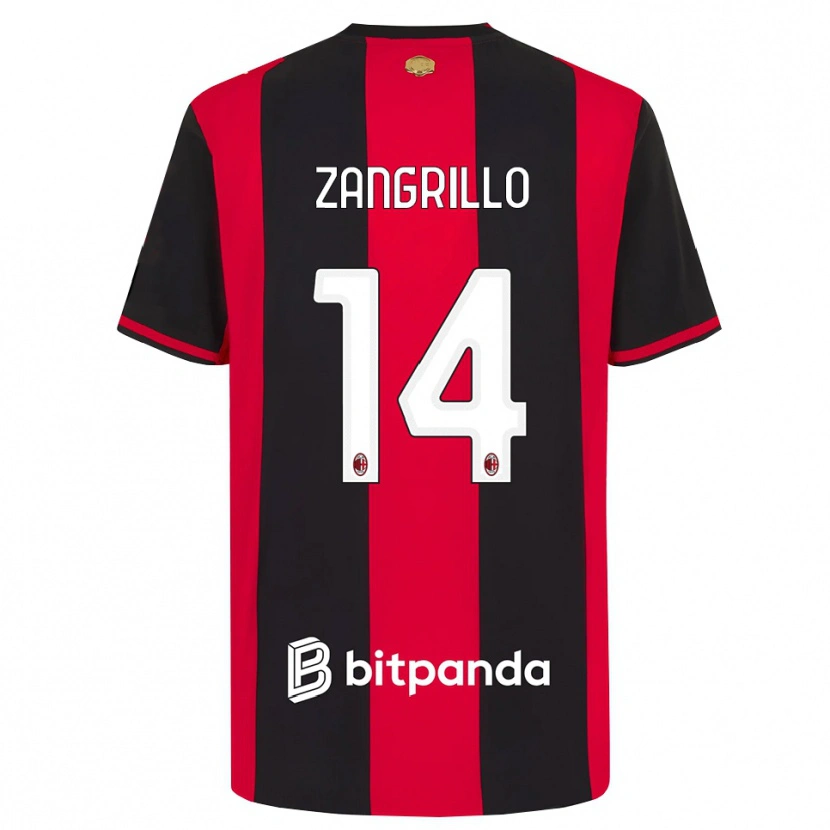 Danxen Uomo Maglia Giacomo Zangrillo #14 Rosso Nero Bianco Kit Gara Home 2026/27 Maglietta