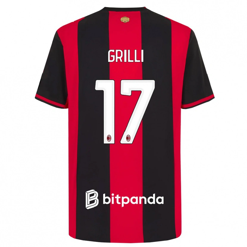 Danxen Uomo Maglia Federico Grilli #17 Rosso Nero Bianco Kit Gara Home 2026/27 Maglietta