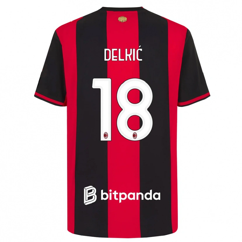 Danxen Uomo Maglia Dino Delkić #18 Rosso Nero Bianco Kit Gara Home 2026/27 Maglietta