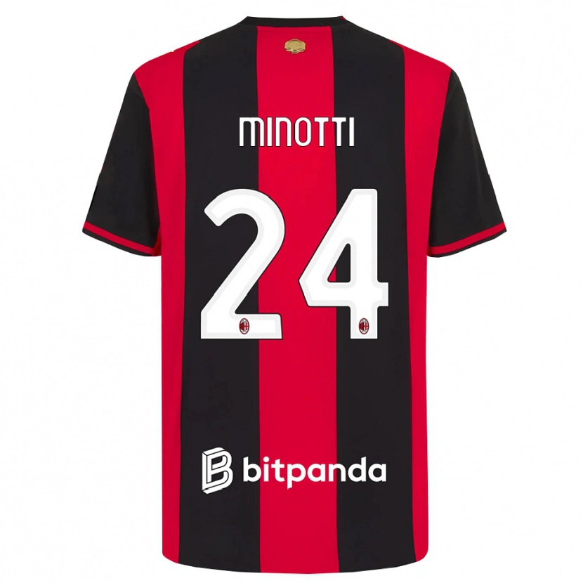 Danxen Uomo Maglia Gabriele Minotti #24 Rosso Nero Bianco Kit Gara Home 2026/27 Maglietta
