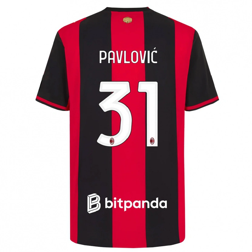 Danxen Uomo Maglia Strahinja Pavlović #31 Rosso Nero Bianco Kit Gara Home 2026/27 Maglietta