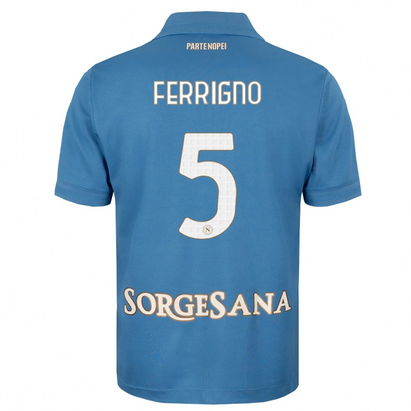 Danxen Uomo Maglia Vincenzo Ferrigno #5 Blu Foschia Bianco Kit Gara Home 2026/27 Maglietta