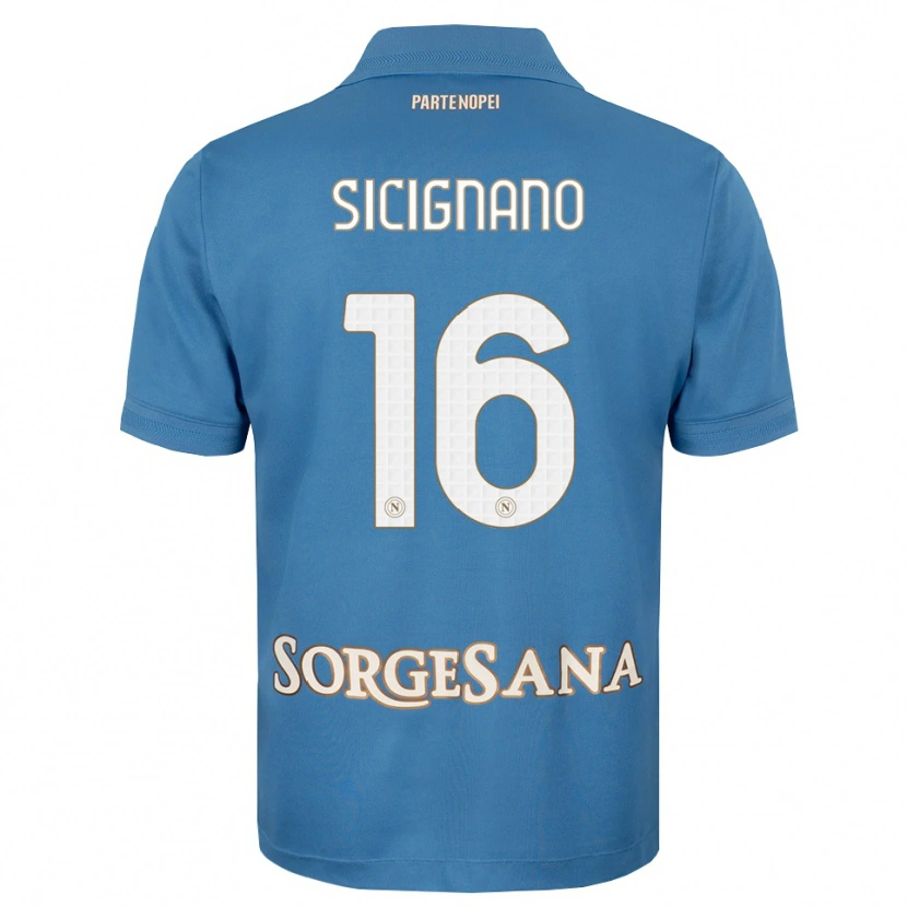 Danxen Uomo Maglia Luigi Sicignano #16 Blu Foschia Bianco Kit Gara Home 2026/27 Maglietta
