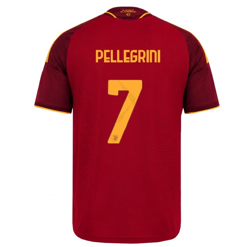 Danxen Uomo Maglia Lorenzo Pellegrini #7 Rosso Giallo Dorato Kit Gara Home 2026/27 Maglietta
