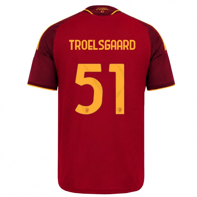 Danxen Uomo Maglia Sanne Troelsgaard #51 Rosso Giallo Dorato Kit Gara Home 2026/27 Maglietta