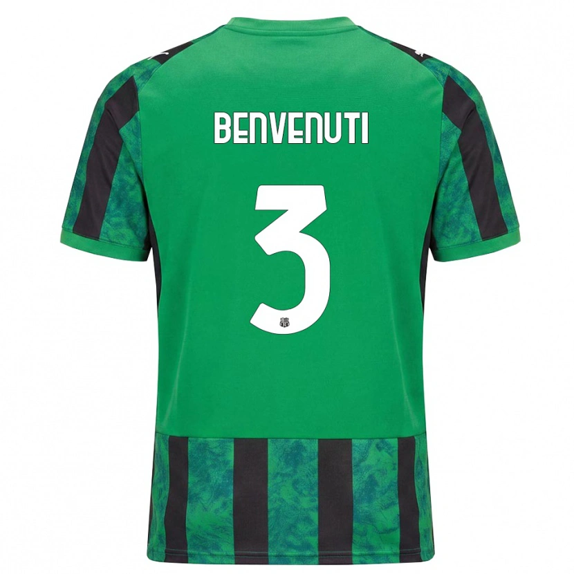 Danxen Uomo Maglia Tommaso Benvenuti #3 Verde Nero Bianco Kit Gara Home 2026/27 Maglietta