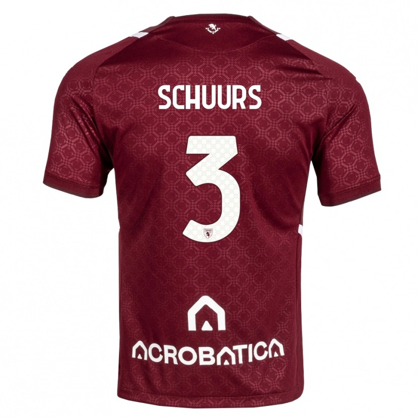 Danxen Uomo Maglia Perr Schuurs #3 Borgogna Bianco Kit Gara Home 2026/27 Maglietta