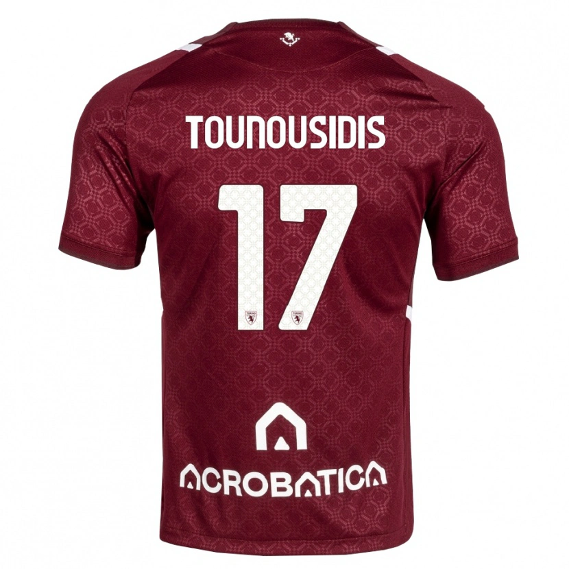 Danxen Uomo Maglia Kyriakos Tounousidis #17 Borgogna Bianco Kit Gara Home 2026/27 Maglietta
