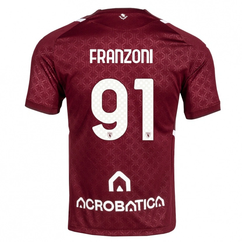 Danxen Uomo Maglia Nicolò Franzoni #91 Borgogna Bianco Kit Gara Home 2026/27 Maglietta