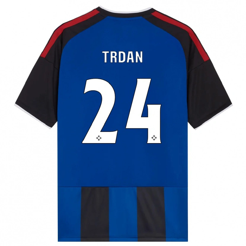 Danxen Uomo Maglia Miha Trdan #24 Nero Rosso Bianco Blu Kit Gara Home 2026/27 Maglietta