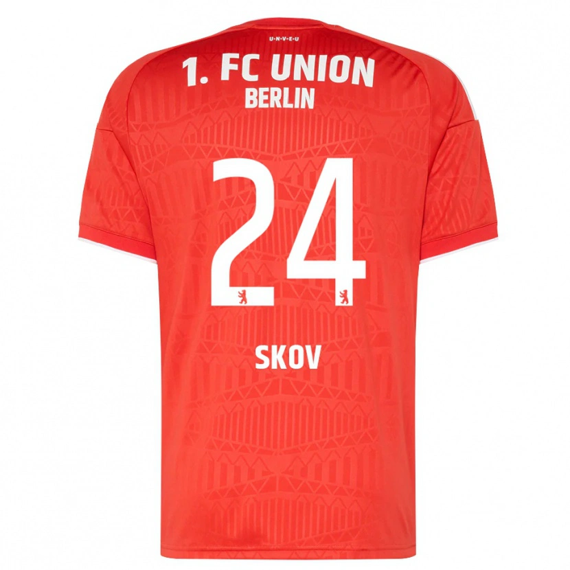 Danxen Uomo Maglia Robert Skov #24 Rosso Bianco Kit Gara Home 2026/27 Maglietta