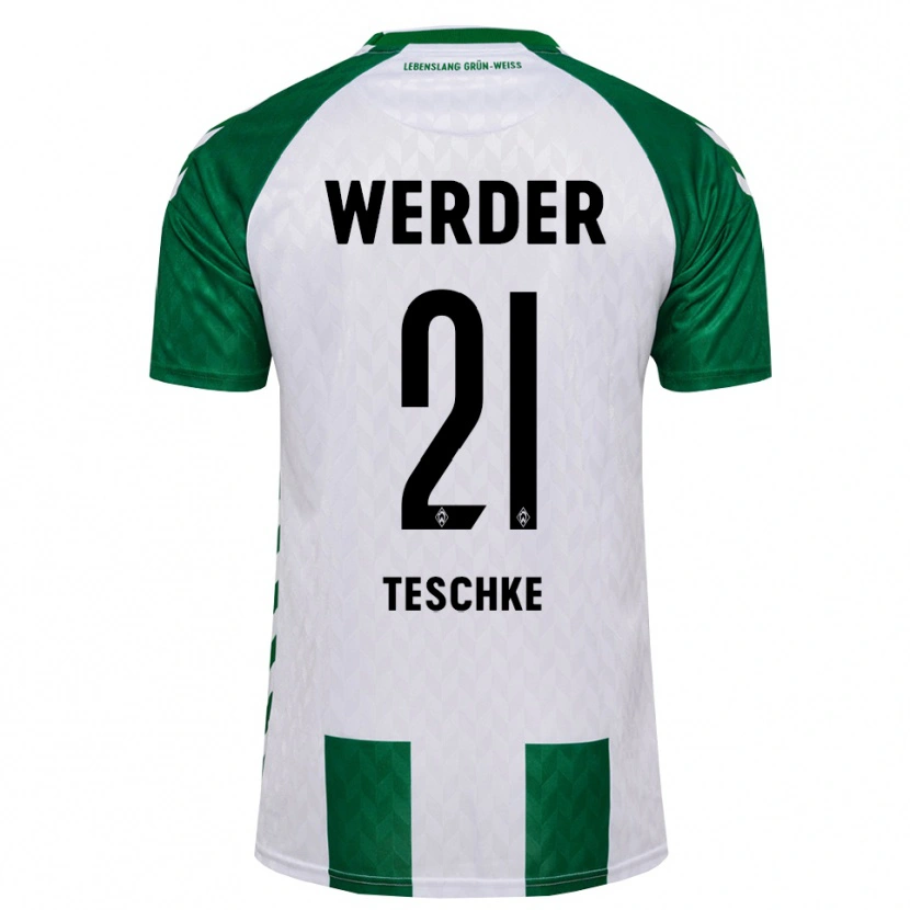Danxen Uomo Maglia Tim Teschke #21 Verde Bianco Kit Gara Home 2026/27 Maglietta
