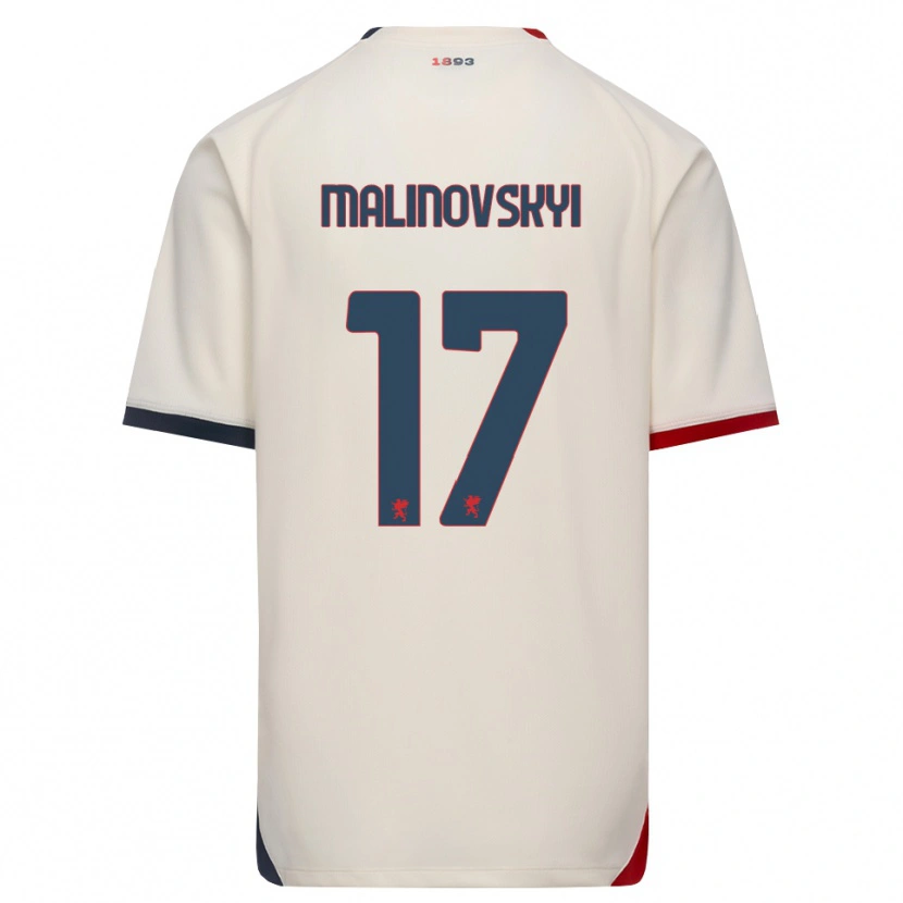 Danxen Uomo Maglia Ruslan Malinovskyi #17 Bianco Avorio Rosso Kit Gara Away 2026/27 Maglietta
