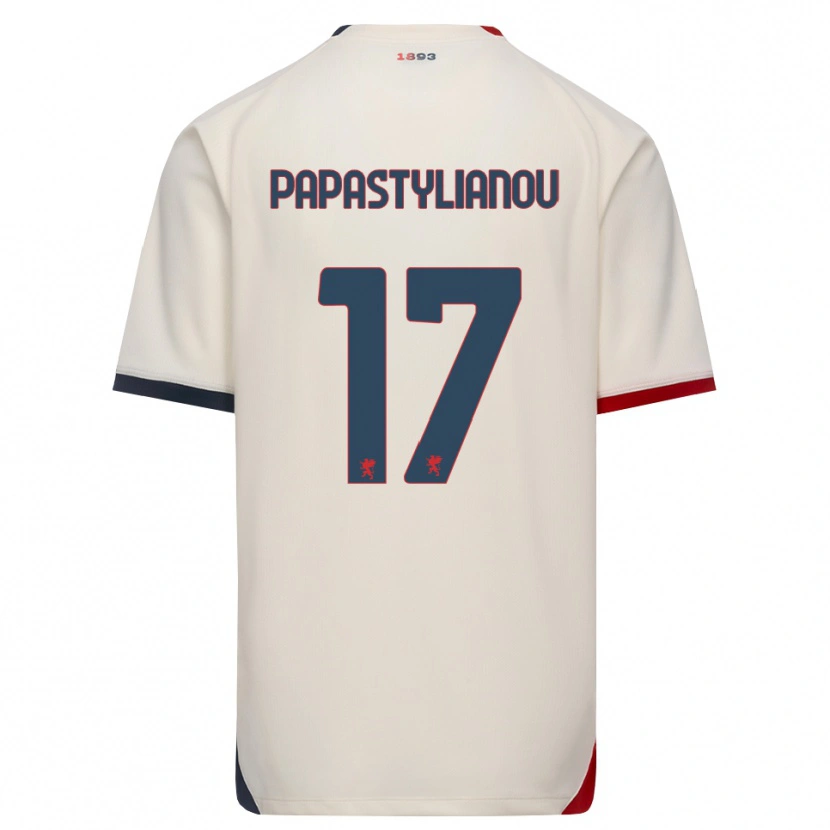 Danxen Uomo Maglia Lysandros Andreas Papastylianou #17 Bianco Avorio Rosso Kit Gara Away 2026/27 Maglietta