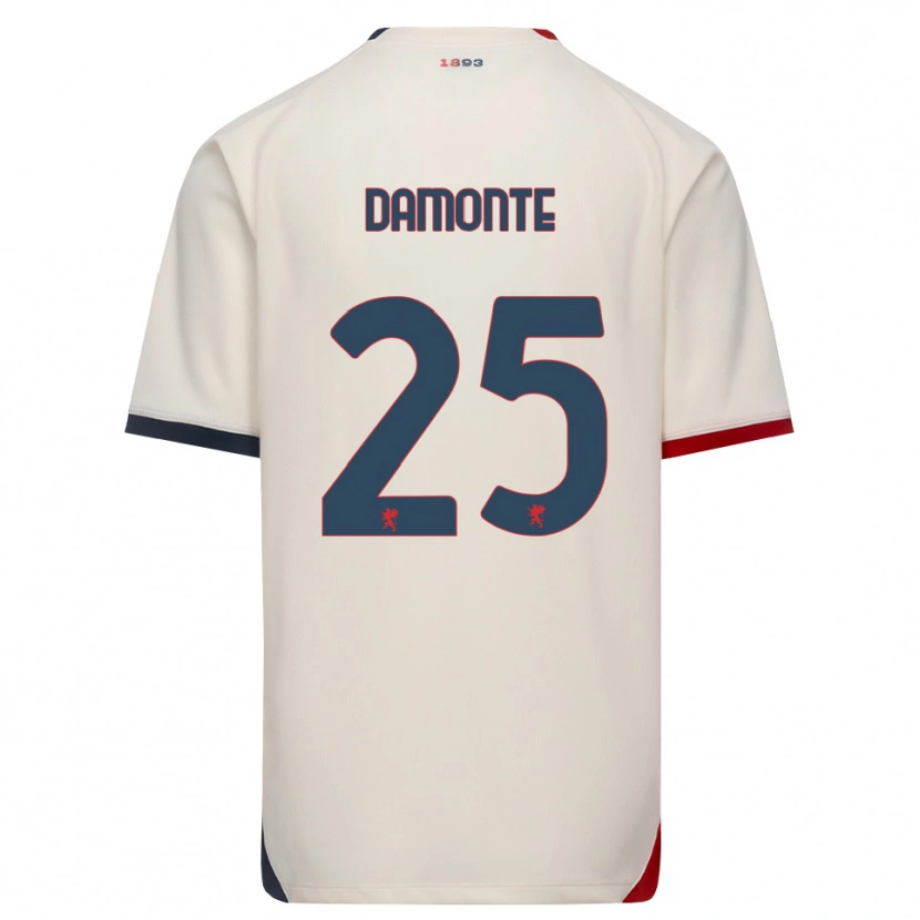 Danxen Uomo Maglia Lorenzo Damonte #25 Bianco Avorio Rosso Kit Gara Away 2026/27 Maglietta
