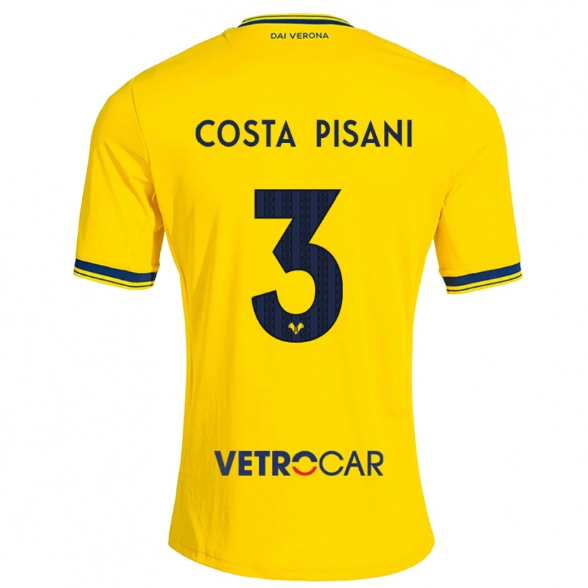Danxen Uomo Maglia Davide Costa Pisani #3 Giallo Rosso Kit Gara Away 2026/27 Maglietta